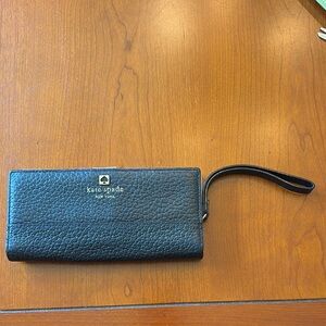 Kate Spade Black Pebbled Leather Wristlet